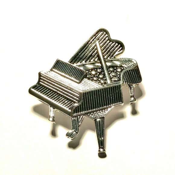 Silver Grand Piano Pin Brooch Necklace - Picture 6 of 11